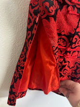 Load image into Gallery viewer, LanVie Silk Blend Brocade Halter Top - Red & Black - XL