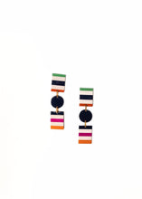 Load image into Gallery viewer, Colorful Stripe Circle & Square Boardwalk Earrings