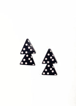 Load image into Gallery viewer, Black and White Polka Dot Triangle Earrings