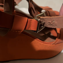 Load image into Gallery viewer, Madison Harding Canvas & Leather T-Strap Wedges