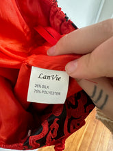 Load image into Gallery viewer, LanVie Silk Blend Brocade Halter Top - Red & Black - XL