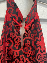 Load image into Gallery viewer, LanVie Silk Blend Brocade Halter Top - Red & Black - XL