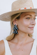 Load image into Gallery viewer, Black and White Polka Dot Triangle Earrings