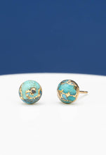 Load image into Gallery viewer, Gold Veined Turquoise Studs