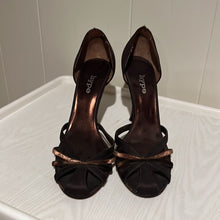 Load image into Gallery viewer, Hype Chocolate Brown Satin High Heels