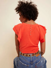 Load image into Gallery viewer, Ruffle Sleeve Raglan Tank - Tomato Red