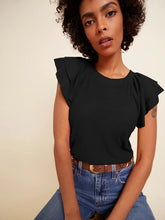 Load image into Gallery viewer, Ruffle Sleeve Raglan Tank - Black