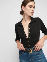 Load image into Gallery viewer, Black Snap Front Collared Shirt