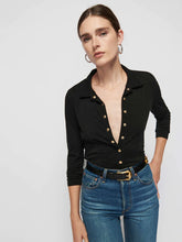 Load image into Gallery viewer, Black Snap Front Collared Shirt