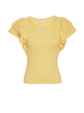 Load image into Gallery viewer, Yellow Ribbed Ruffle Sleeve Irina Flirty Tee