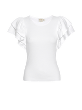 Load image into Gallery viewer, White Ribbed Ruffle Sleeve Irina Flirty Tee