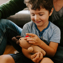 Load image into Gallery viewer, Holiday Hand Knit Toy Rudolph