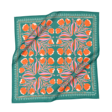 Load image into Gallery viewer, Teal & Orange Print Cotton Bandana