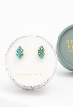 Load image into Gallery viewer, Elevated Faceted Turquiose and Gold Studs