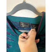Load image into Gallery viewer, Vintage 80s Alan Stuart Teal and Purple Sweater Medium