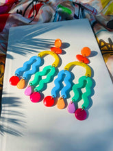 Load image into Gallery viewer, Colorful Maximalist Squiggly Chandelier Earrings