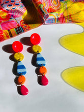Load image into Gallery viewer, Vibrant Striped and Spotted Drop Earrings