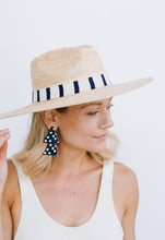 Load image into Gallery viewer, Black and White Polka Dot Triangle Earrings