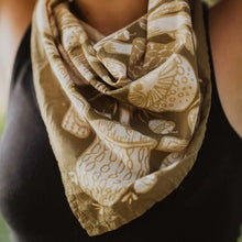 Load image into Gallery viewer, Cotton Bandana - Olive Mushrooms