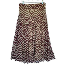 Load image into Gallery viewer, Soft Surroundings Brown Ivory Midi Tiered Skirt - Small