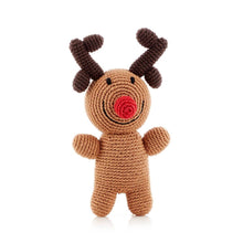 Load image into Gallery viewer, Holiday Hand Knit Toy Rudolph