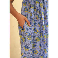 Load image into Gallery viewer, Cotton Block Print Dress in Blue & Yellow
