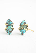 Load image into Gallery viewer, Elevated Faceted Turquiose and Gold Studs