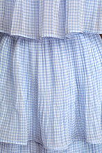 Load image into Gallery viewer, Lulu's Blue & White Tiered Gingham Dress- S