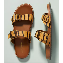 Load image into Gallery viewer, Calf Hair Tiger Double Banded Slides