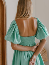 Load image into Gallery viewer, Strawberry Fields Puff Sleeve Linen Mini Dress - Mint