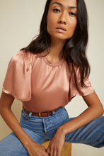 Load image into Gallery viewer, Toni Satin Flutter Sleeve Tee- Bisou