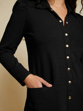 Load image into Gallery viewer, Brooks Retro Snap Front Long Sleeve Dress- Black