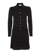 Load image into Gallery viewer, Brooks Retro Snap Front Long Sleeve Dress- Black