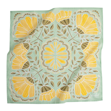 Load image into Gallery viewer, Cotton Bandana - Aqua and Yellow Floral