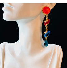 Load image into Gallery viewer, Catwalk Jon Gold Modul Regal Multi Glass Drop Earrings