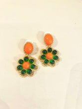 Load image into Gallery viewer, Catwalk Jon Gold Orange and Green Flower Earrings