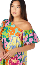 Load image into Gallery viewer, Bright Floral Patchwork Asymmetrical Neck Maxi Dress