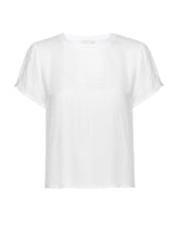 Load image into Gallery viewer, White Sateen Boxy Crew Neck Tee