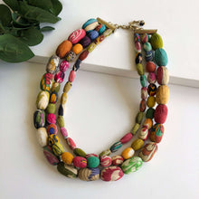 Load image into Gallery viewer, Thalia 3 Strand Kantha Necklace
