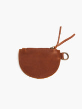 Load image into Gallery viewer, Cognac Mini Leather Zip Pouch