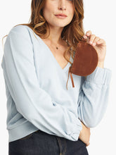 Load image into Gallery viewer, Cognac Mini Leather Zip Pouch