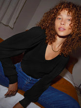 Load image into Gallery viewer, Tabitha Full Sleeve Deep V-Neck Tee - Navy