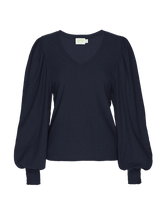 Load image into Gallery viewer, Tabitha Full Sleeve Deep V-Neck Tee - Navy