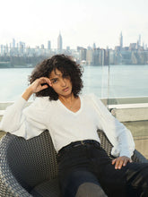 Load image into Gallery viewer, Tabitha Full Sleeve Deep V-Neck Tee - Off White