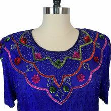 Load image into Gallery viewer, Cervelle Vintage Beaded Royal Blue Top - 1XL