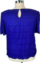 Load image into Gallery viewer, Cervelle Vintage Beaded Royal Blue Top - 1XL