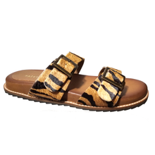 Load image into Gallery viewer, Calf Hair Tiger Double Banded Slides