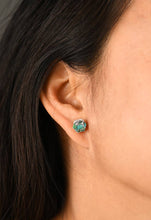 Load image into Gallery viewer, Silver Dipped Turquoise Hexagon Studs
