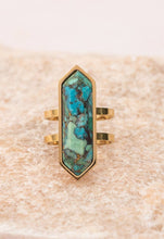 Load image into Gallery viewer, Wild and Free Turquoise &amp; Gold Statement Ring
