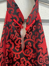 Load image into Gallery viewer, LanVie Silk Blend Brocade Halter Top - Red &amp; Black - XL
